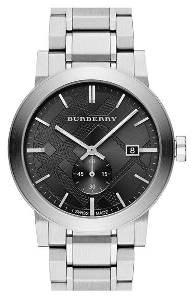 burberry men's check stamped bracelet watch 42mm|Burberry Sub.